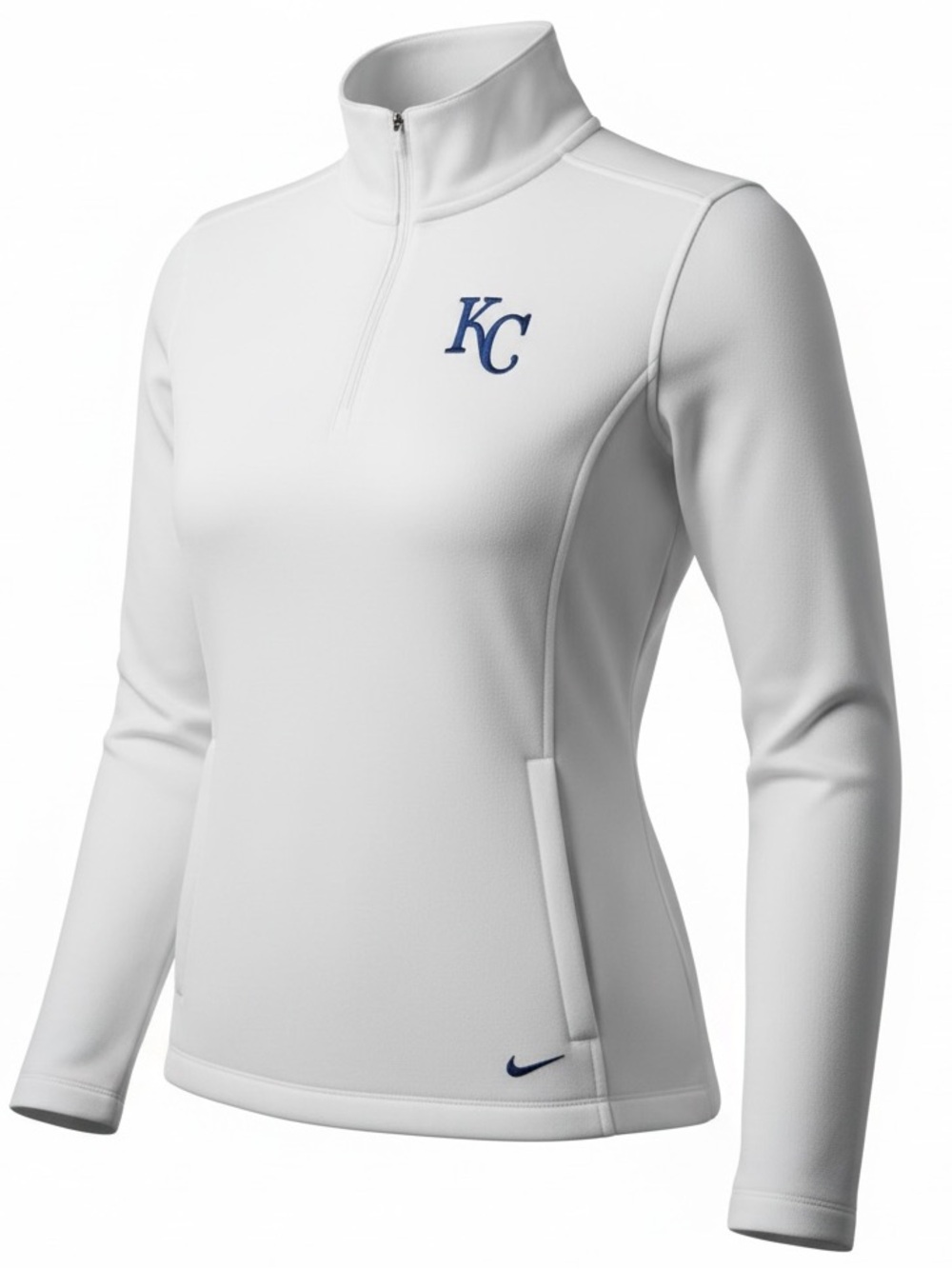 The Nike Golf Tour Performance Women's White KC 1/4 Zip Mock Neck Pullover in XS